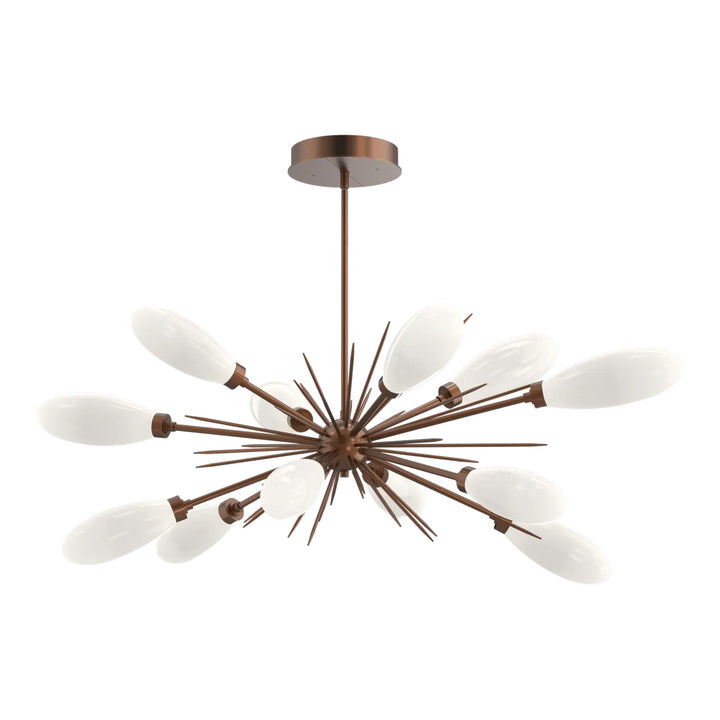 Fiori Oval Starburst Chandelier by Hammerton Studio in Burnished Bronze with White glass