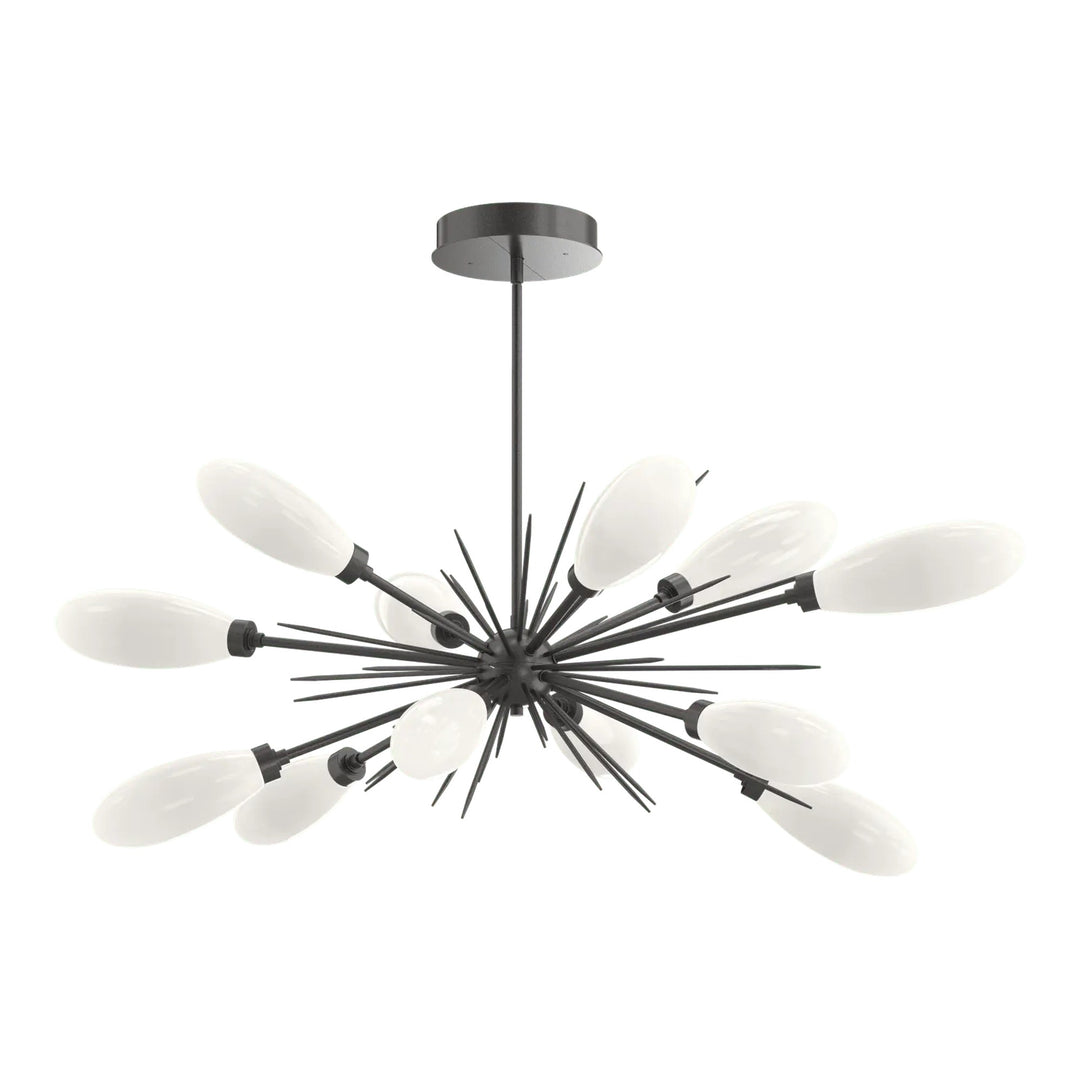 Fiori Oval Starburst Chandelier by Hammerton Studio in Graphite with White glass