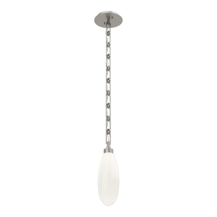 Fiori Pendant by Hammerton Studio in Beige Silver with White glass on chain