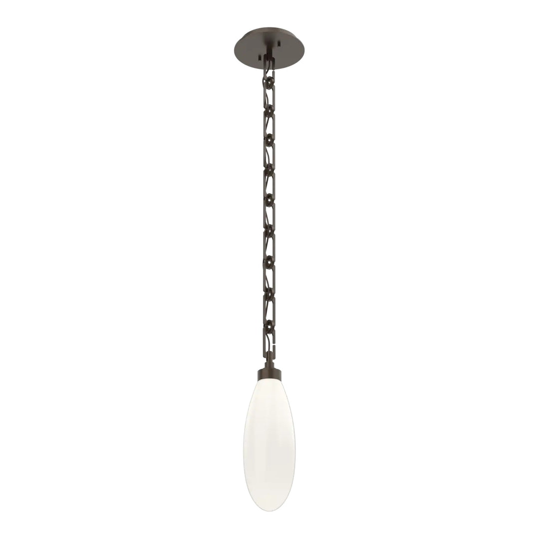Fiori Pendant by Hammerton Studio in Flat Bronze with White glass on chain