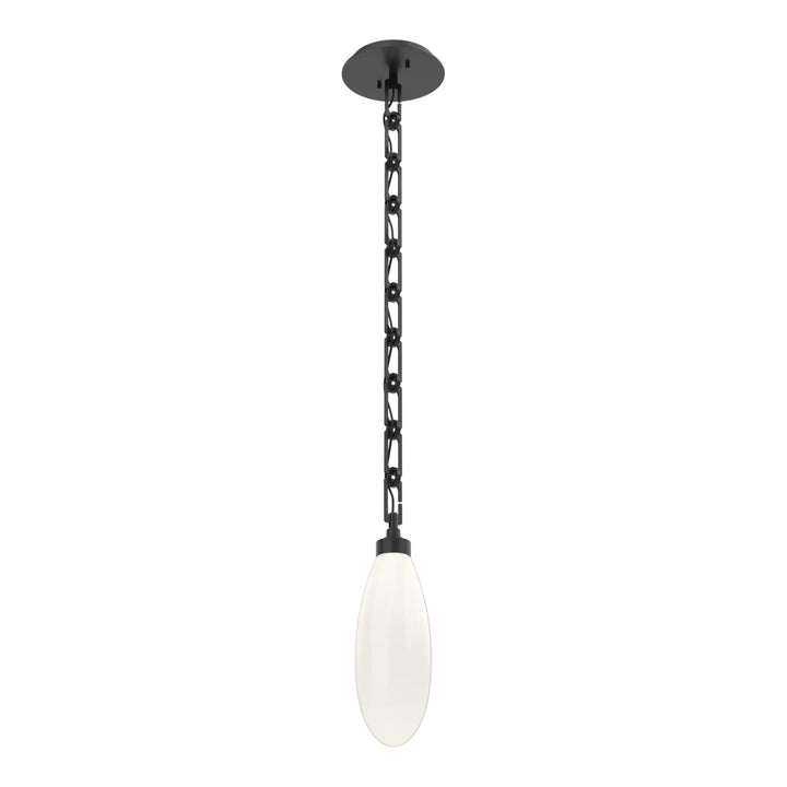 Fiori Pendant by Hammerton Studio in Matte Black with White glass on chain