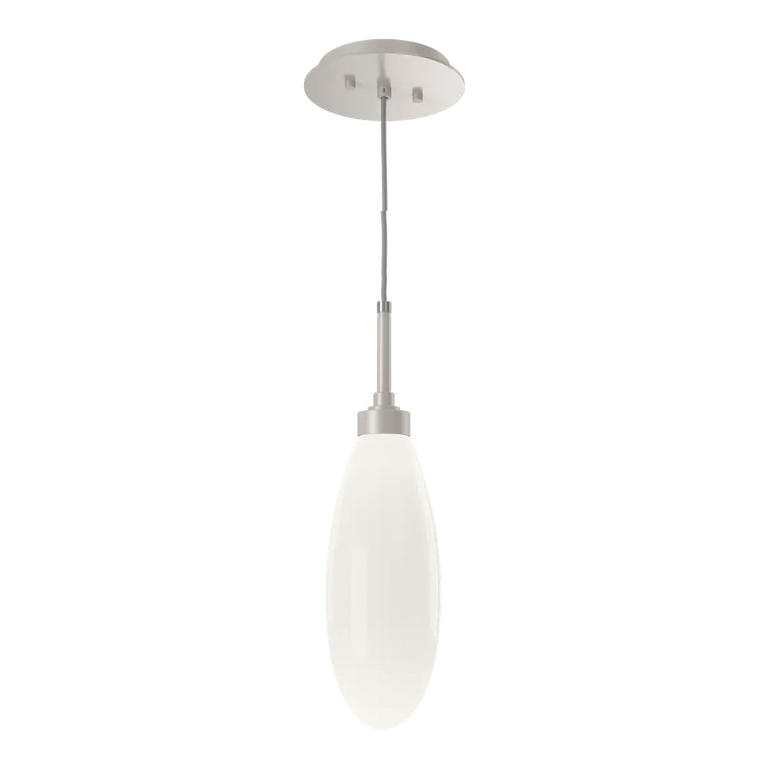 Fiori Pendant by Hammerton Studio in Beige Silver with White glass on adjustable cord