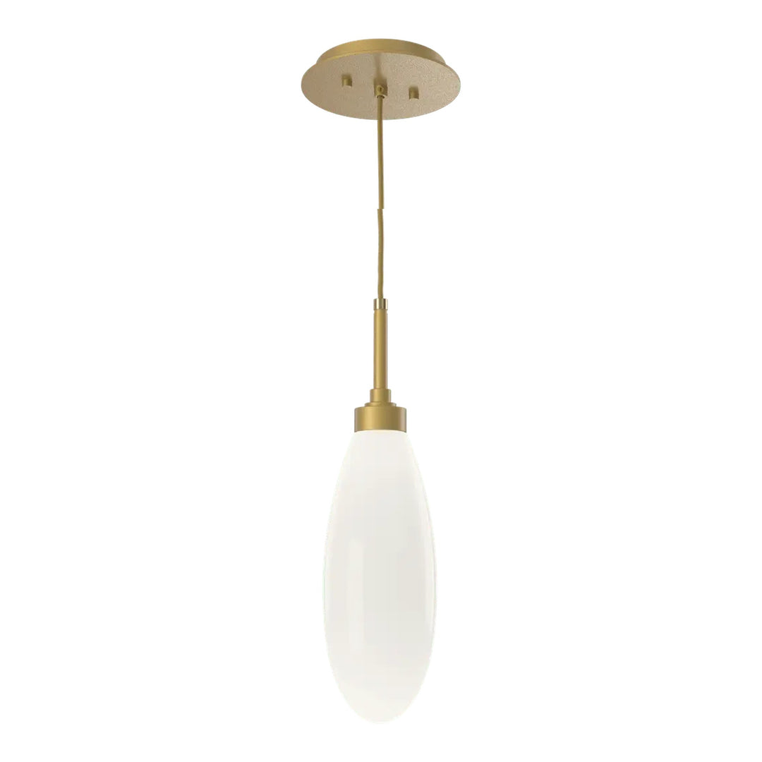 Fiori Pendant by Hammerton Studio in Gilded Brass with White glass on adjustable cord