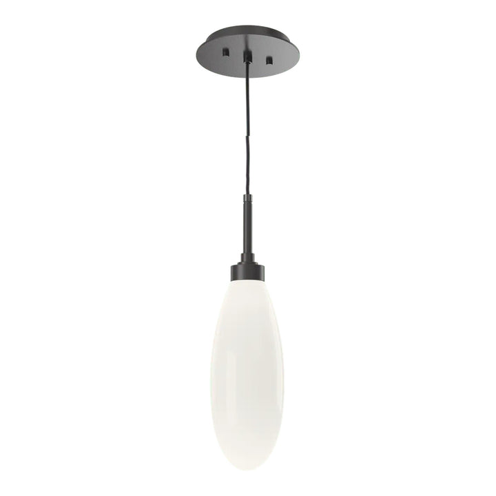 Fiori Pendant by Hammerton Studio in Graphite with White glass on adjustable cord