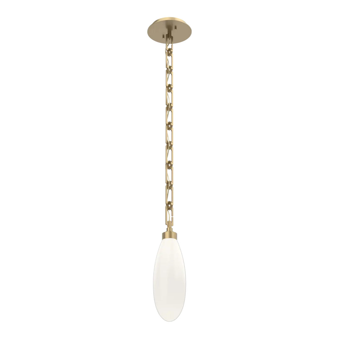 Fiori Pendant by Hammerton Studio in Gilded Brass with White glass on chain