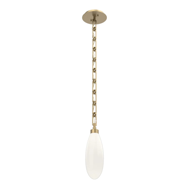 Fiori Pendant by Hammerton Studio in Gilded Brass with White glass on chain