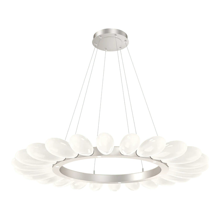 Fiori Radial Ring Chandelier by Hammerton Studio Large in Beige Silver with White glass