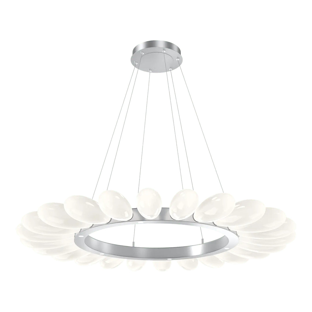 Fiori Radial Ring Chandelier by Hammerton Studio Large in Classic Silver with White glass