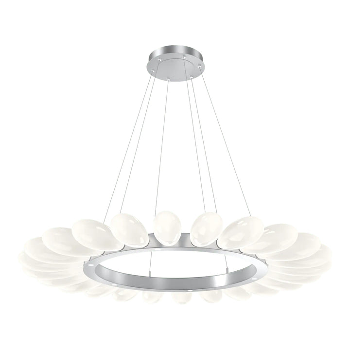 Fiori Radial Ring Chandelier by Hammerton Studio Large in Classic Silver with White glass