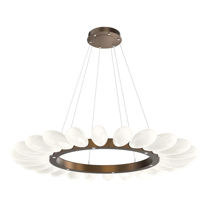 Fiori Radial Ring Chandelier by Hammerton Studio Large in Flat Bronze with White glass