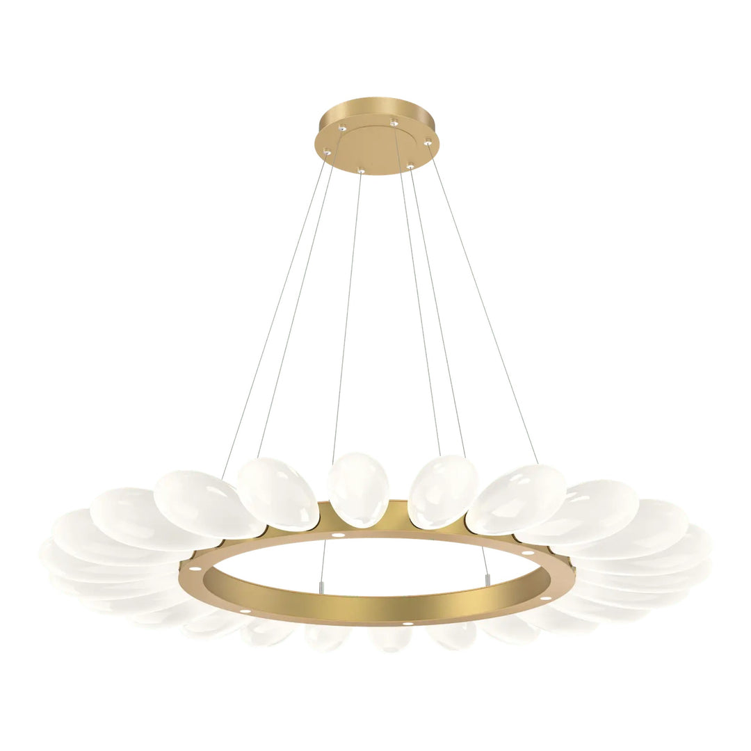 Fiori Radial Ring Chandelier by Hammerton Studio Large in Gilded Brass with White glass