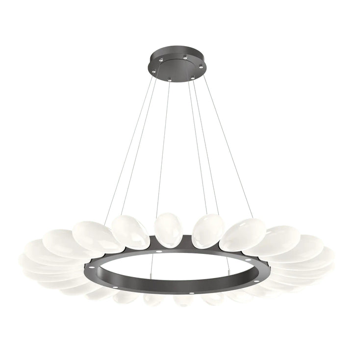 Fiori Radial Ring Chandelier by Hammerton Studio Large in Graphite with White glass