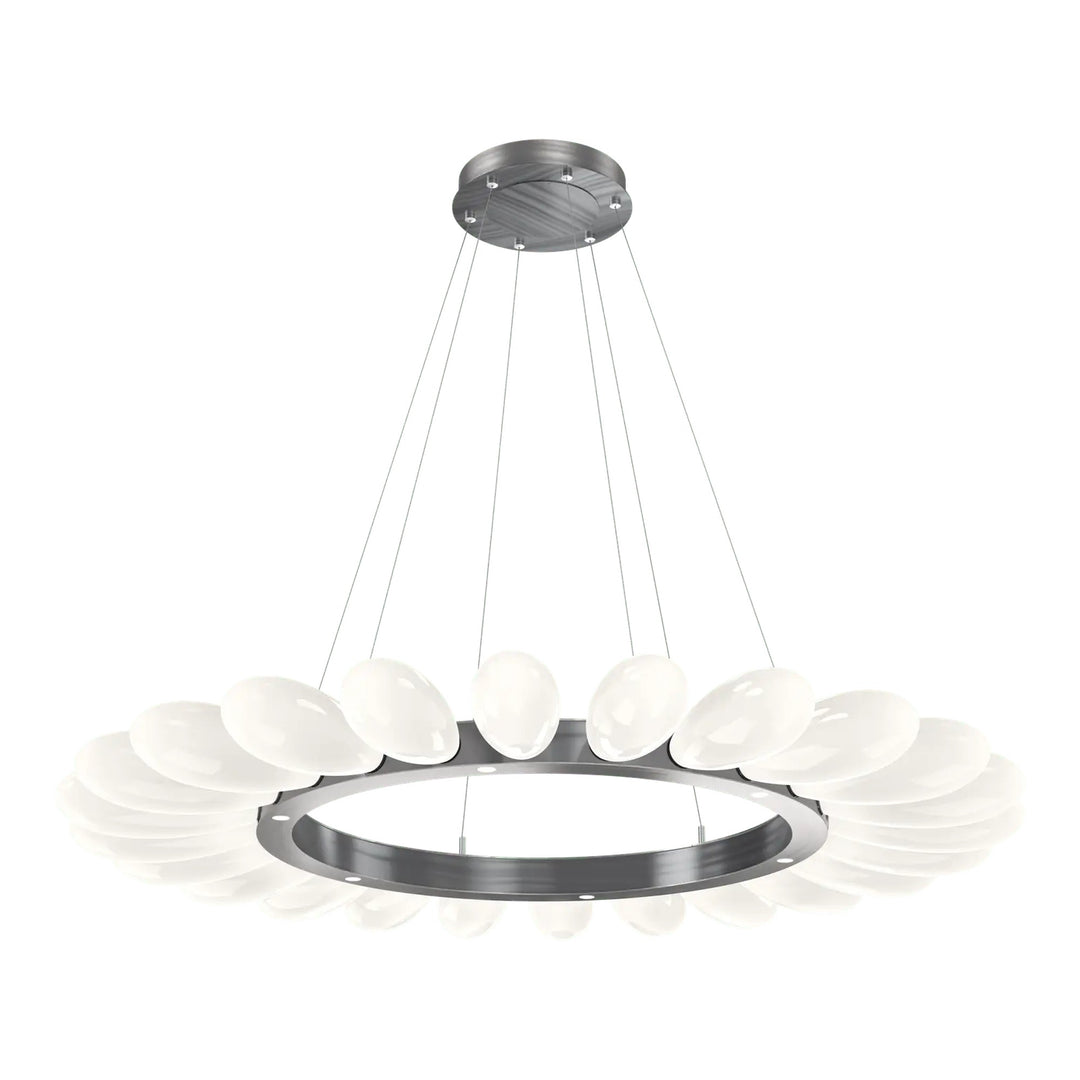 Fiori Radial Ring Chandelier by Hammerton Studio Large in Gunmetal with White glass