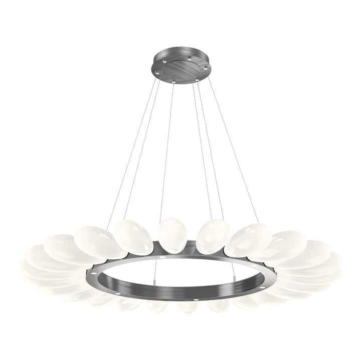 Fiori Radial Ring Chandelier by Hammerton Studio Large in Gunmetal with White glass
