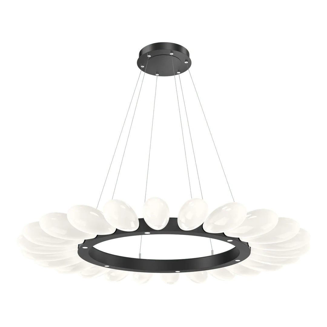 Fiori Radial Ring Chandelier by Hammerton Studio Large in Matte Black with White glass
