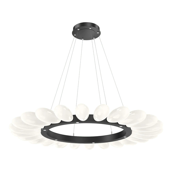 Fiori Radial Ring Chandelier by Hammerton Studio Large in Matte Black with White glass