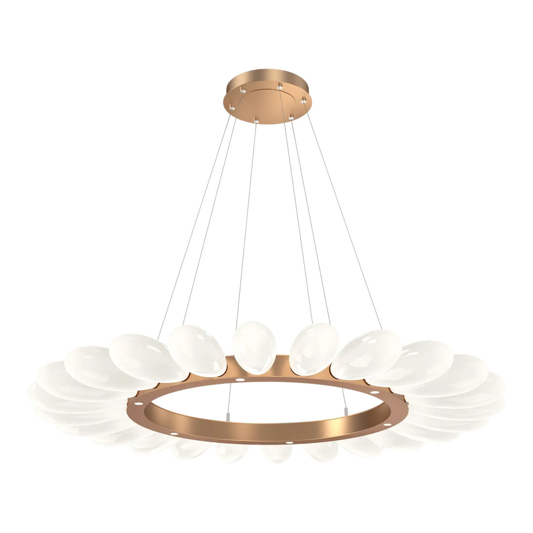 Fiori Radial Ring Chandelier by Hammerton Studio Large in Novel Brass with White glass