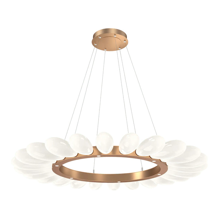 Fiori Radial Ring Chandelier by Hammerton Studio Large in Novel Brass with White glass