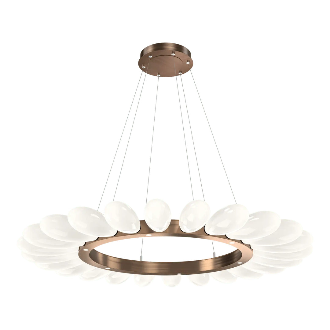 Fiori Radial Ring Chandelier by Hammerton Studio Large in Oil-Rubbed Bronze with White glass