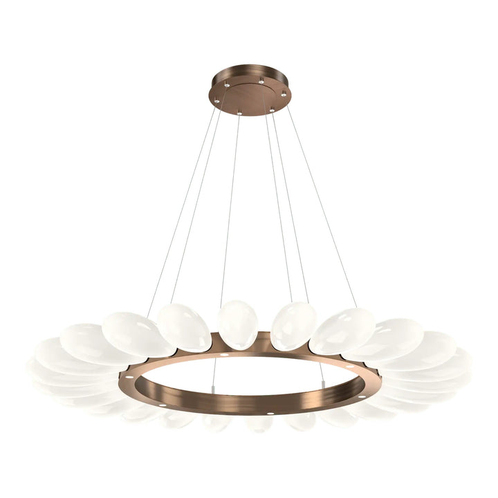 Fiori Radial Ring Chandelier by Hammerton Studio Large in Oil-Rubbed Bronze with White glass
