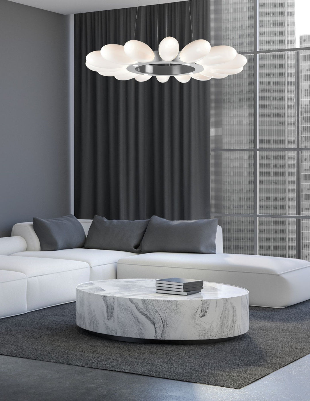 Fiori Radial Ring Chandelier by Hammerton Studio in a styled interior