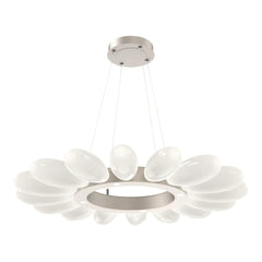 Fiori Radial Ring Chandelier by Hammerton Studio Medium in Beige Silver with White glass