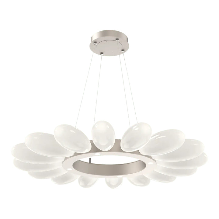 Fiori Radial Ring Chandelier by Hammerton Studio Medium in Beige Silver with White glass