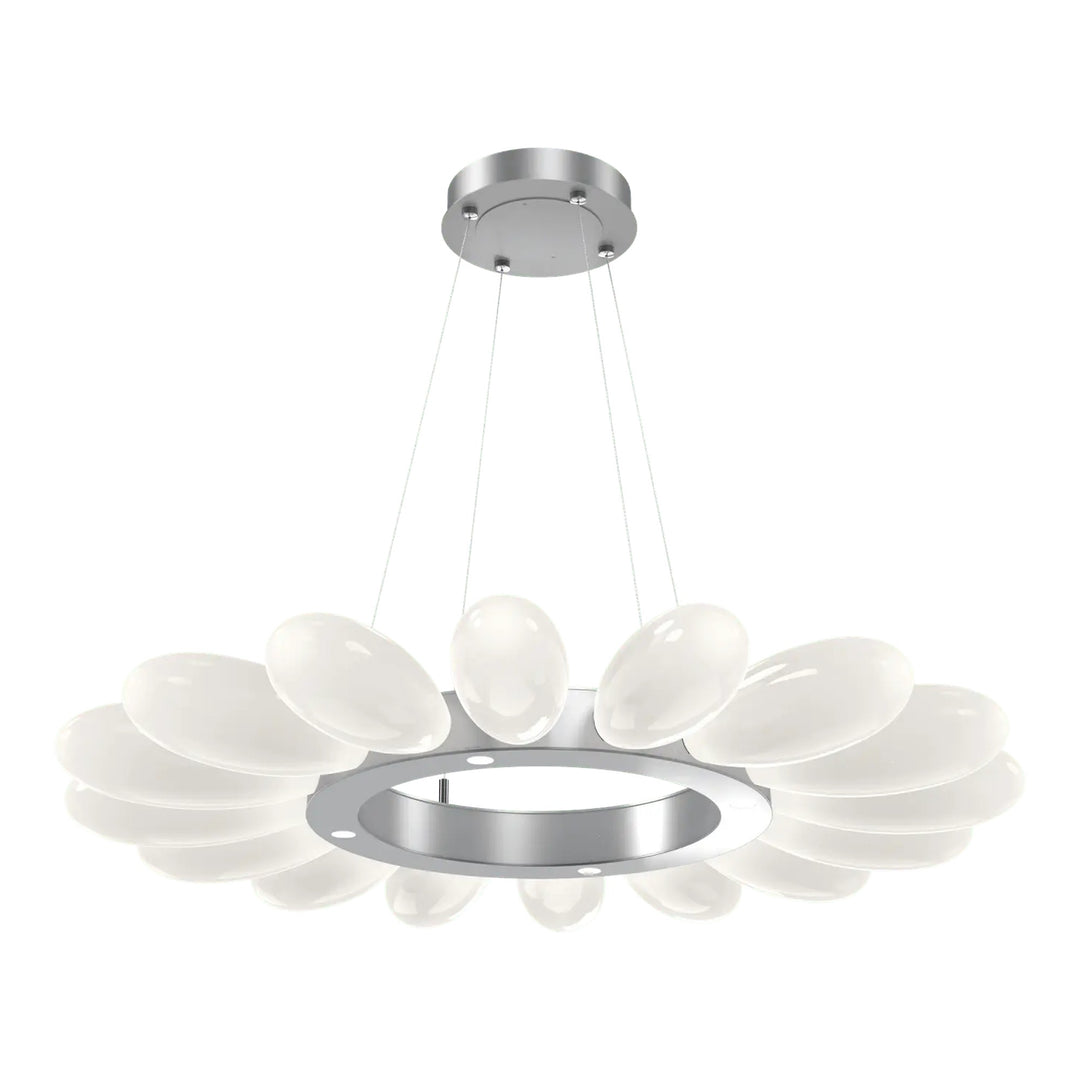 Fiori Radial Ring Chandelier by Hammerton Studio Medium in Classic Silver with White glass