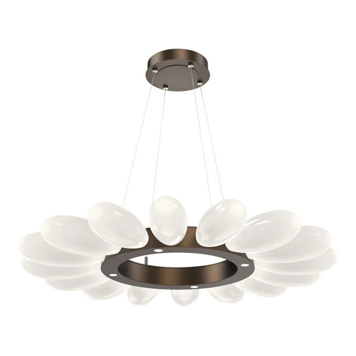 Fiori Radial Ring Chandelier by Hammerton Studio Medium in Flat Bronze with White glass