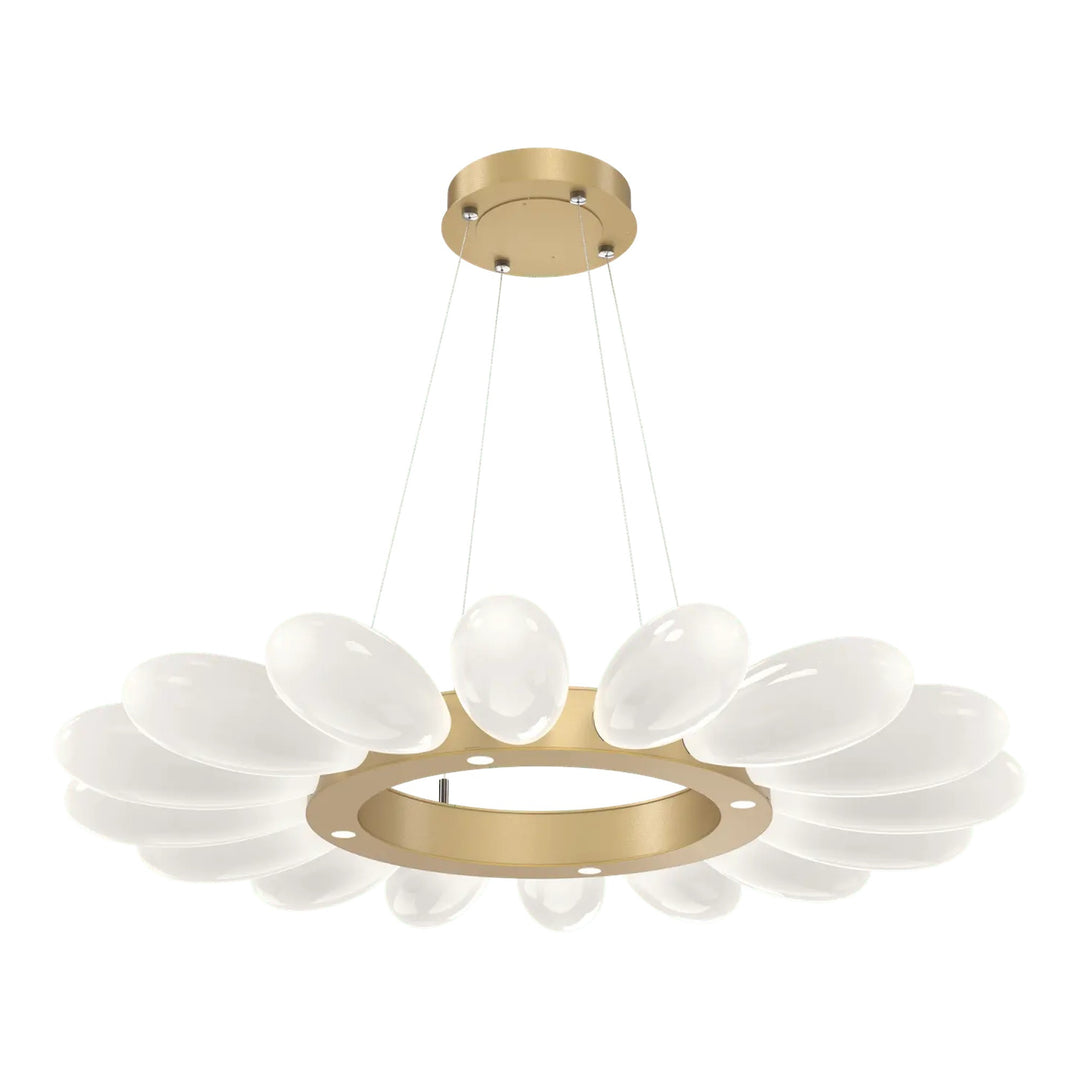 Fiori Radial Ring Chandelier by Hammerton Studio Medium in Gilded Brass with White glass