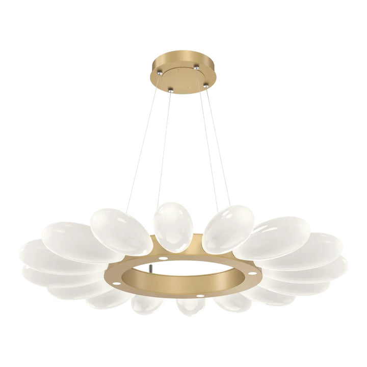 Fiori Radial Ring Chandelier by Hammerton Studio Medium in Gilded Brass with White glass