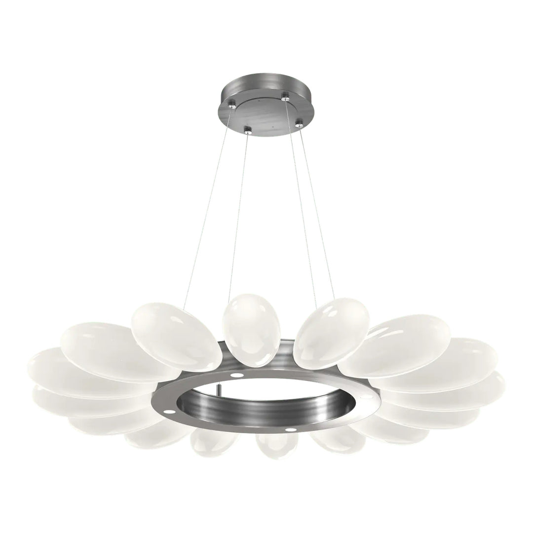 Fiori Radial Ring Chandelier by Hammerton Studio Medium in Gunmetal with White glass