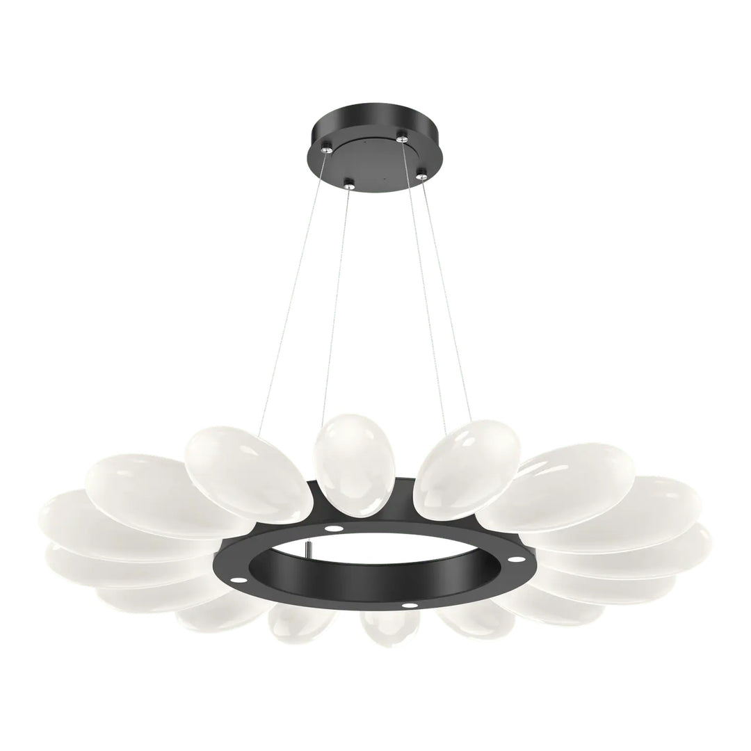 Fiori Radial Ring Chandelier by Hammerton Studio Medium in Matte Black with White glass
