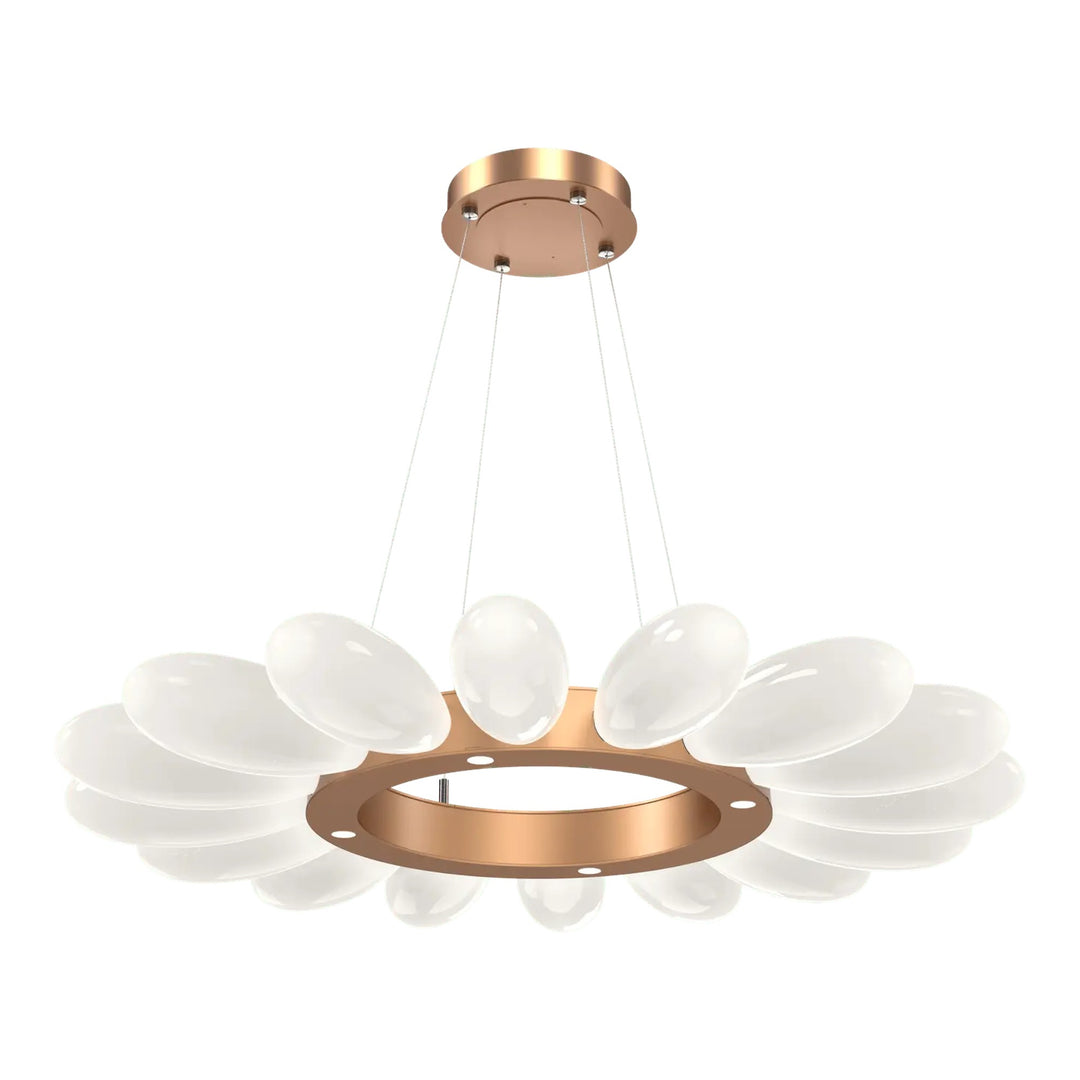 Fiori Radial Ring Chandelier by Hammerton Studio Medium in Novel Brass with White glass