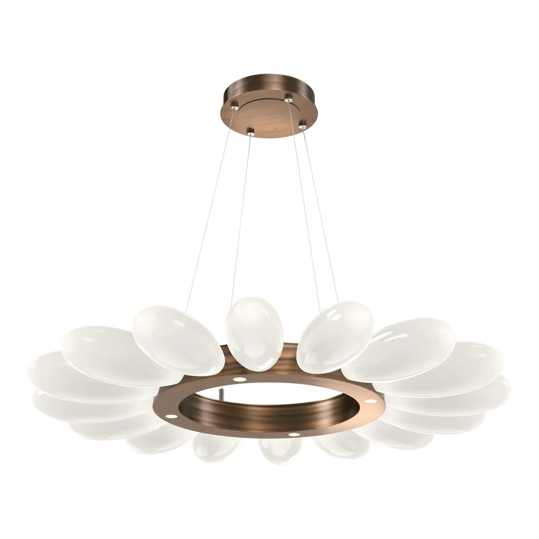 Fiori Radial Ring Chandelier by Hammerton Studio Medium in Oil-Rubbed Bronze with White glass