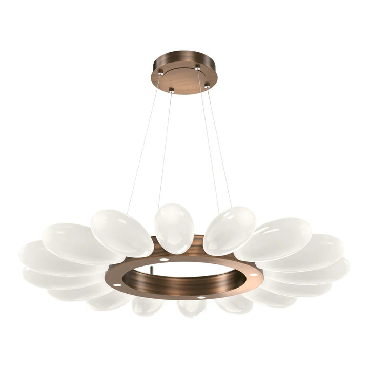 Fiori Radial Ring Chandelier by Hammerton Studio Medium in Oil-Rubbed Bronze with White glass