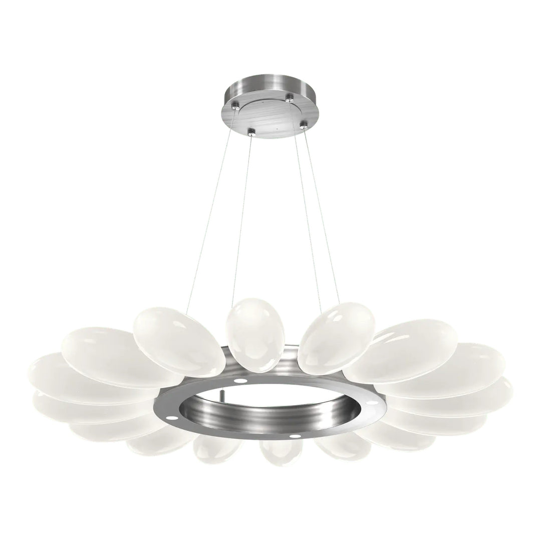 Fiori Radial Ring Chandelier by Hammerton Studio Medium in Satin Nickel with White glass