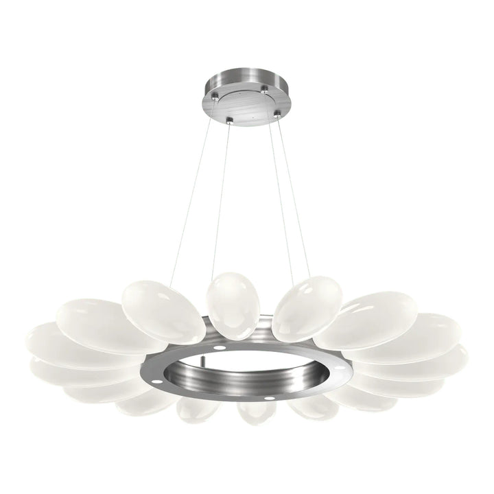 Fiori Radial Ring Chandelier by Hammerton Studio Medium in Satin Nickel with White glass