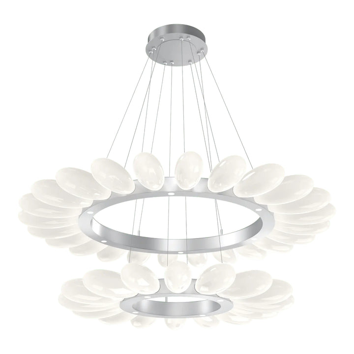 Fiori Radial Ring Chandelier by Hammerton Studio Two-Tier in Classic Silver with White glass