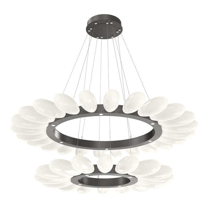 Fiori Radial Ring Chandelier by Hammerton Studio Two-Tier in Graphite with White glass