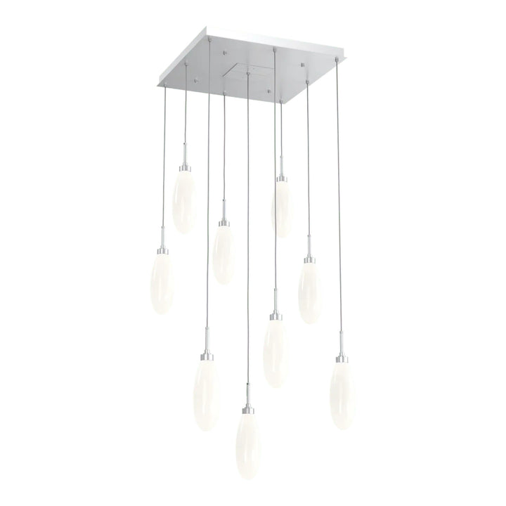Fiori Square Pendant Chandelier by Hammerton Studio 9 Lights in Classic Silver with White glass