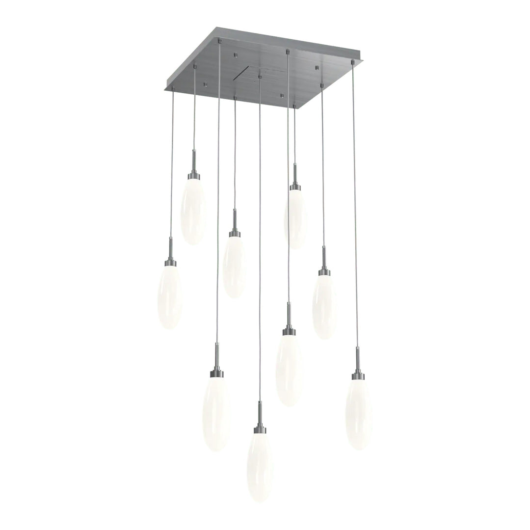 Fiori Square Pendant Chandelier by Hammerton Studio 9 Lights in Gunmetal with White glass