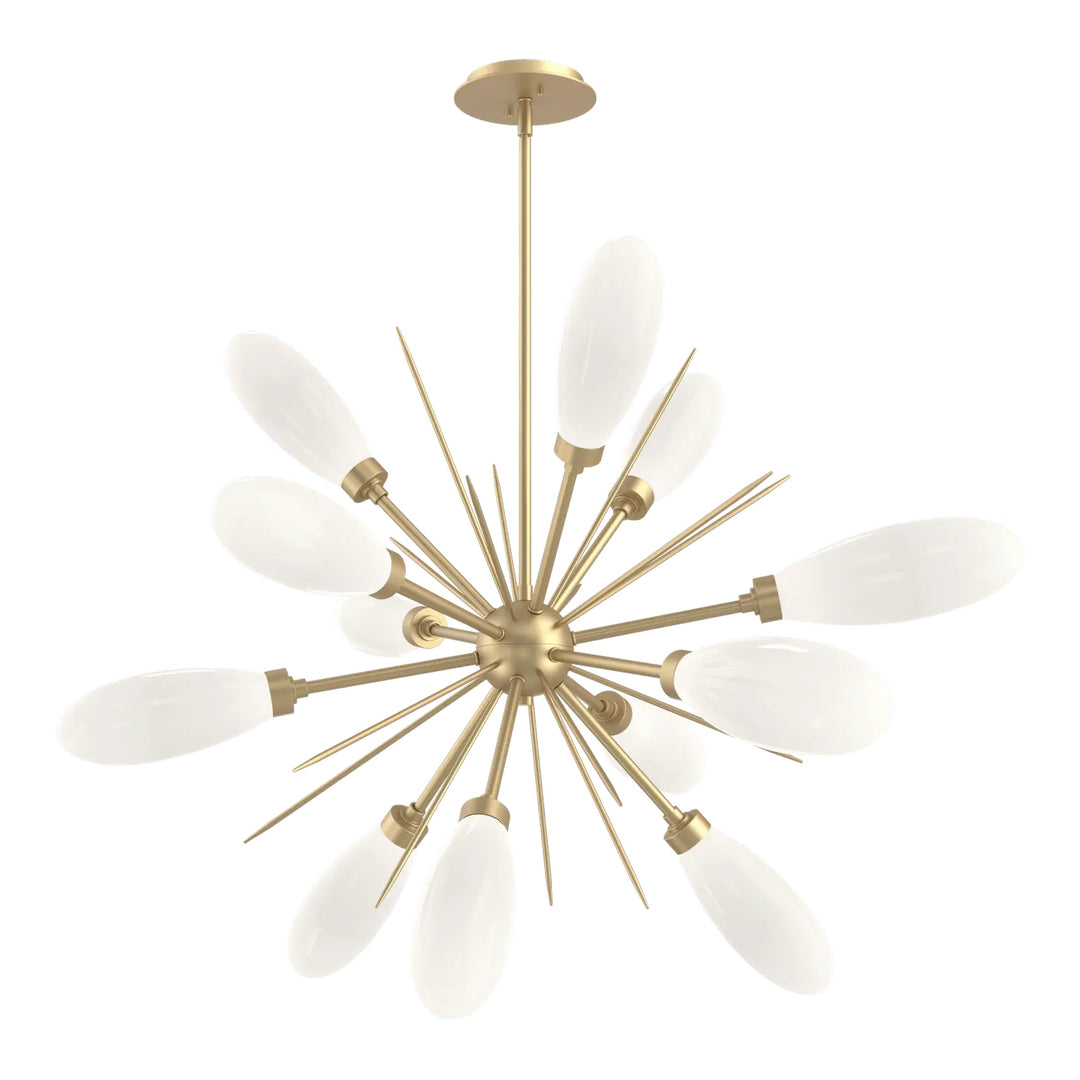Fiori Starburst Chandelier by Hammerton Studio Medium in Gilded Brass with White glass