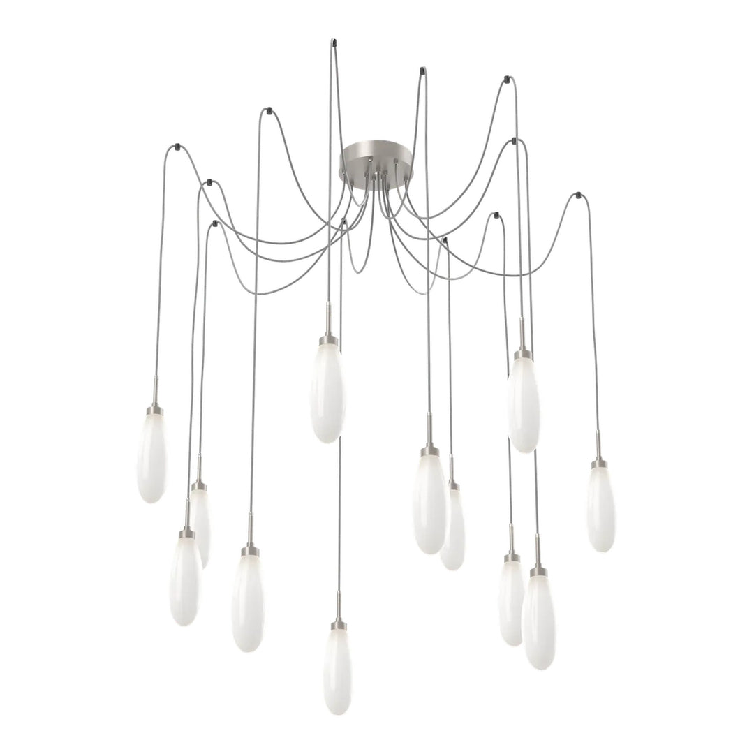 Fiori Swag Chandelier by Hammerton Studio 12 Lights in Beige Silver with White glass on adjustable cord