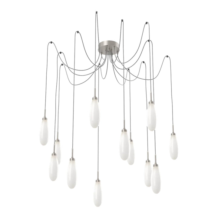 Fiori Swag Chandelier by Hammerton Studio 12 Lights in Beige Silver with White glass on adjustable cord