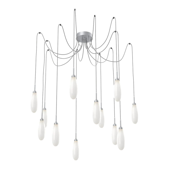 Fiori Swag Chandelier by Hammerton Studio 12 Lights in Classic Silver with White glass on adjustable cord