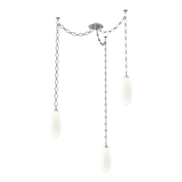 Fiori Swag Chandelier by Hammerton Studio 3 Lights in Beige Silver with White glass on chain