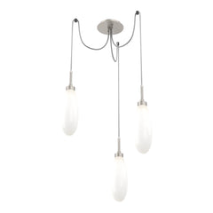 Fiori Swag Chandelier by Hammerton Studio 3 Lights in Beige Silver with White glass on adjustable cord