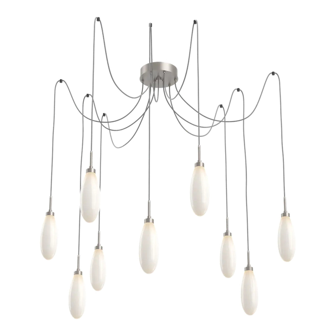 Fiori Swag Chandelier by Hammerton Studio 9 Lights in Beige Silver with White glass on adjustable cord
