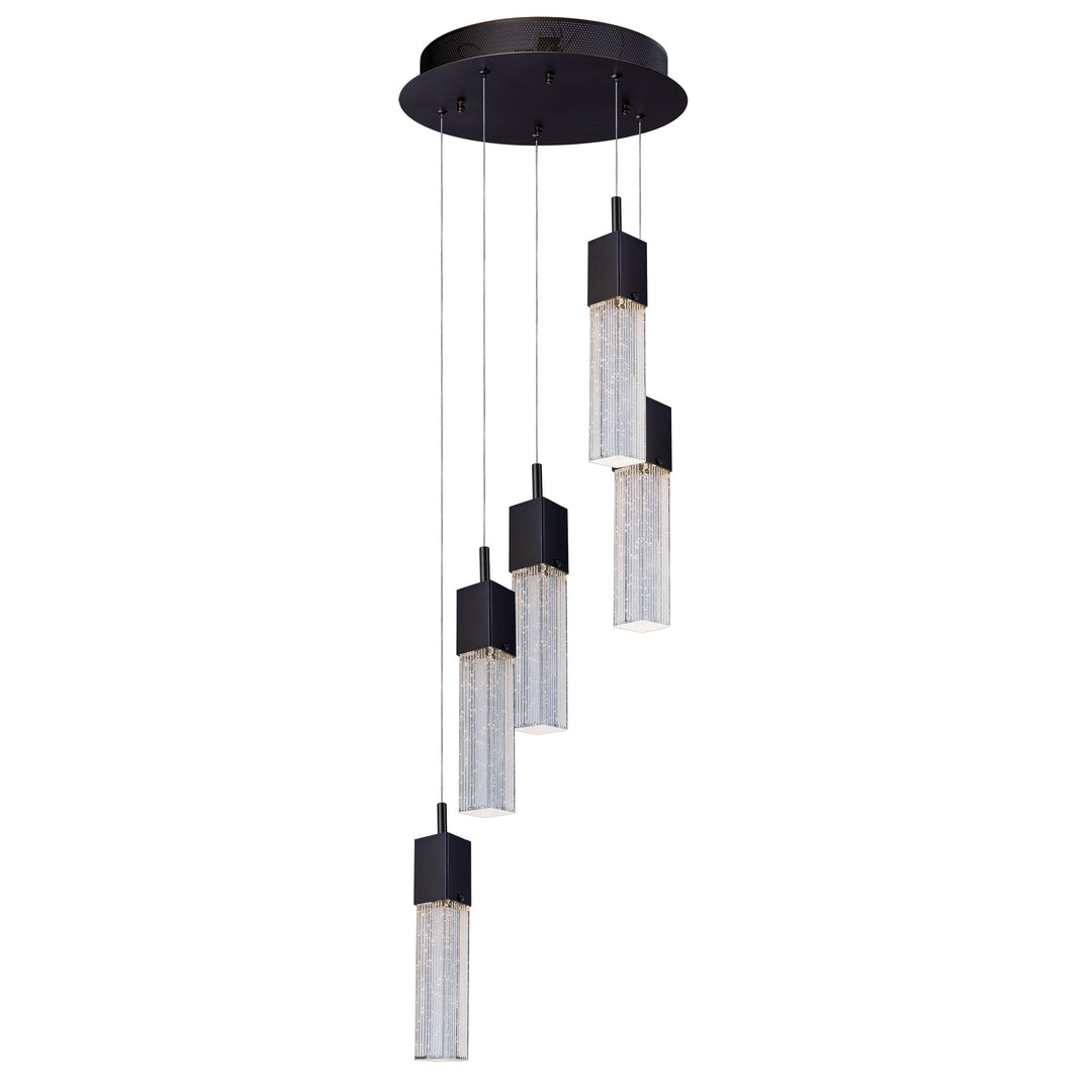 Fizz III 5-Light LED Pendant by ET2 Lighting in Bronze, front view